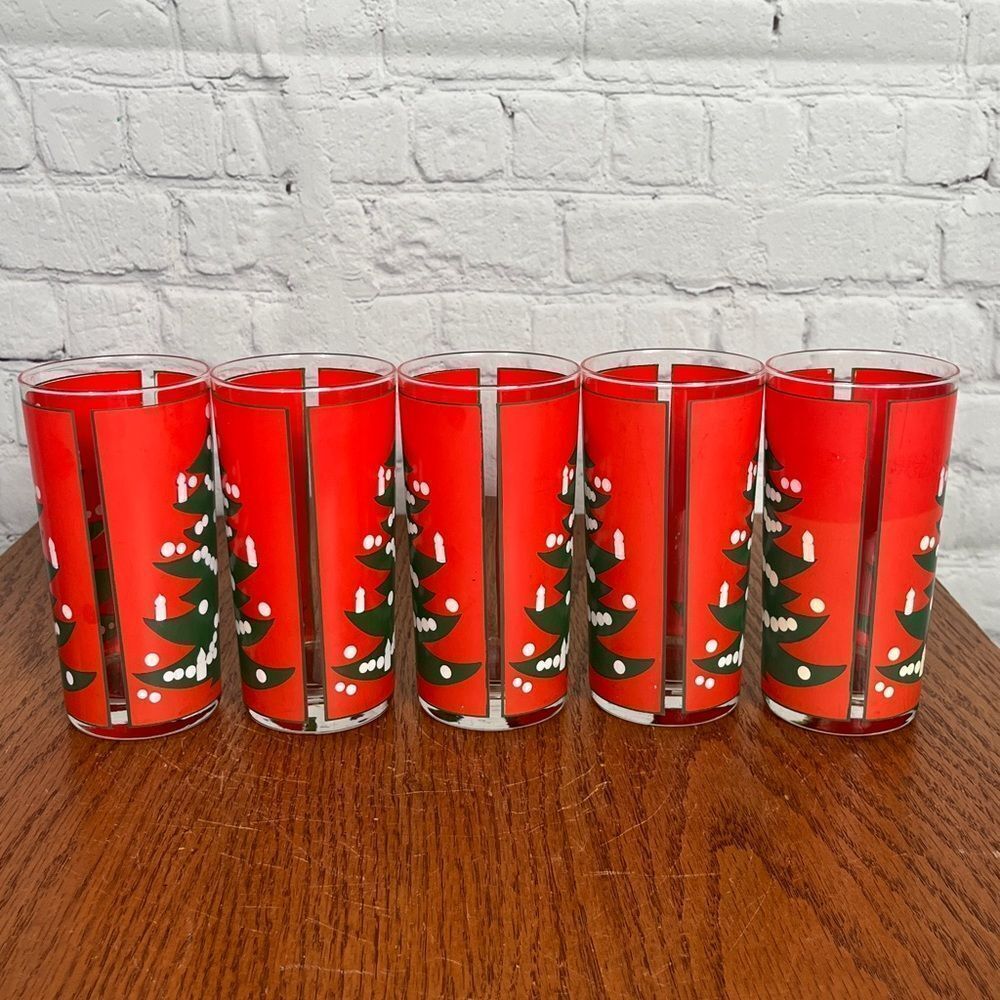 Waechtersbach Christmas Tree Tall Glasses, German set of 5 - Picture 2 of 6
